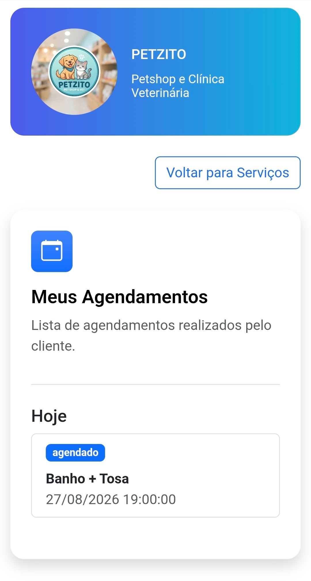 Tela do aplicativo